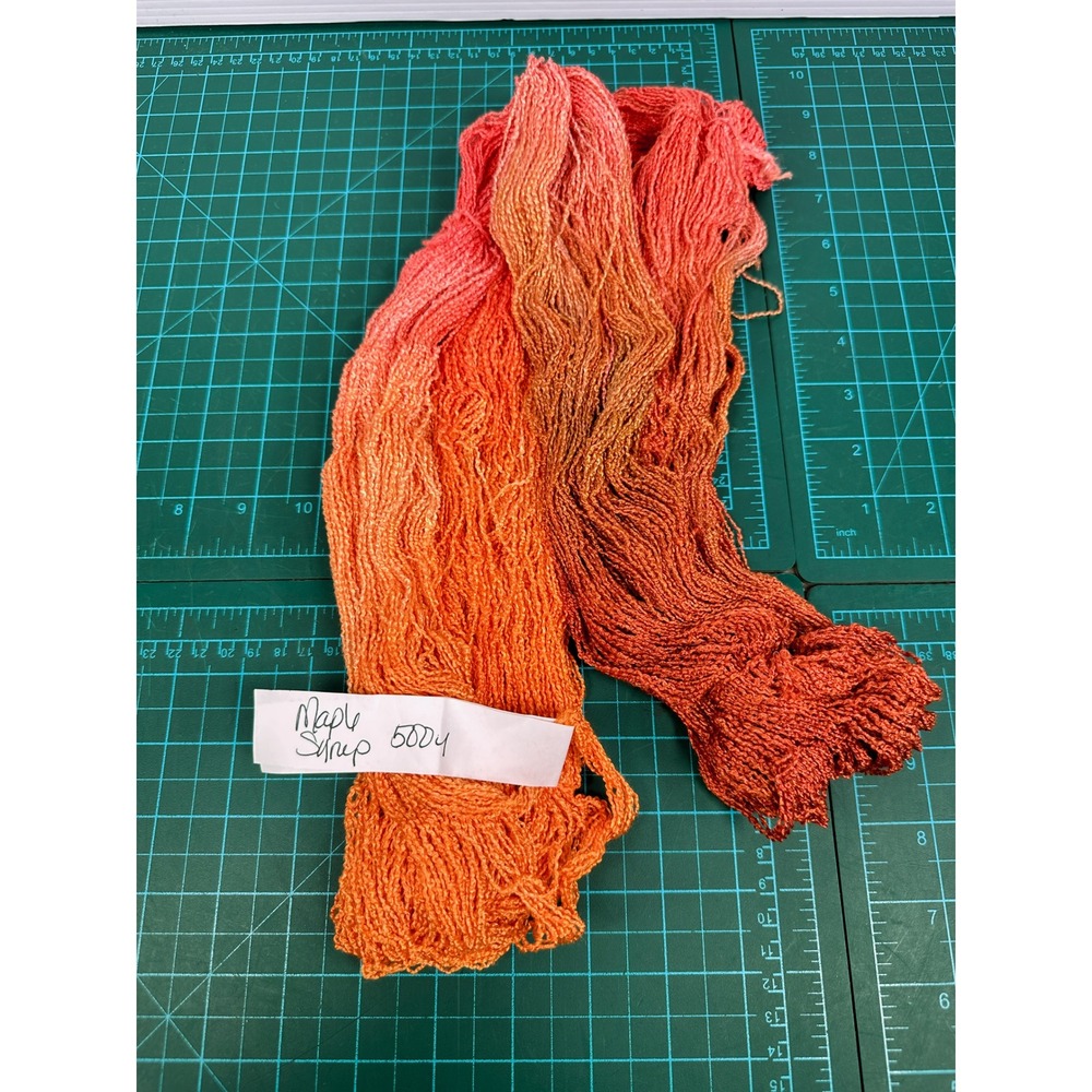 GFT Maple Syrup Yarn 500y Bulk Lot Skein Variegated Orange Red Boucle Textured